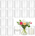 16 Pcs Glass Cylinder Bud Vases for Centerpieces 4 Inch Tall by saiguomi