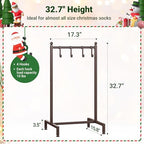 ELYKEN Christmas Stocking Holder Stand for Floor, Free Standing Stocking Rack with 4 Removable Hooks, Heavy Duty Metal Xmas Stocking Stand with Adjustable Feet, Bronze - Image 3