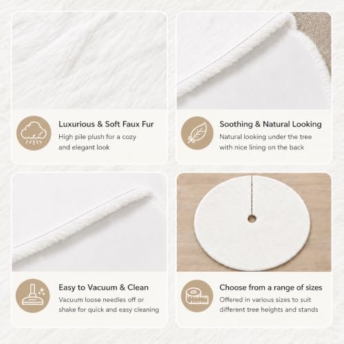 YEAHOME Christmas Tree Skirt, 60” Large White Tree Skirts with Soft Faux Fur Plush for Christmas Tree Decorations, White Christmas Tree Skirts Xmas Decorations for Indoor Holiday Party Decor - Image 2