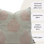 Decorative Pillow Cover French Country Pillow Cover Cottage Decor Floral Block Print, Farmhouse Decorative Cushion Cover, Spring Pillow Cover Line and Loop (Blush Pink) - Image 2