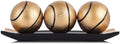 Decorative Black Gold Balls for Home Decor,3 Resin Orbs with Display Tray,Inspired Sphere Centerpiece for Coffee Table Dining Table Shelf Mantel Entryway Console Office,Basketball Decor Gift for Men by XMGZQ