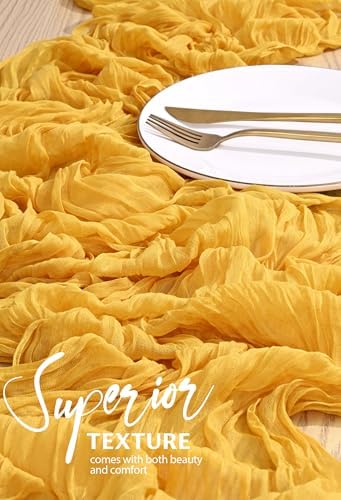 18 Pack Cheesecloth Table Runner 10FT Gold Table Runner Boho Gauze Cheese Cloth Table Runners Long Rustic Sheer Table Decorations for Wedding Party Baby Bridal Shower Birthday Holiday Home - Image 4