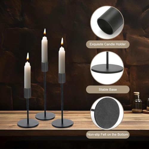 Black Candlestick Holders Bulk for Taper Candles Decorative Metal Candelabra Candle Holders Fit 0.8 Inch Diameter Candles Gold Taper Candle Stands for Wedding Home Party Table Decor (Set of 27) - Image 3