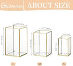 Glasseam Gold Hurricane Candle Holder for Pillar 3Pcs Square Lanterns Decor - Image 5