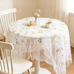 BINBE 6pcs Ivory Florals Table Runner Embroidery Gauze 10FT Daisy Seasonal Tulle Birthday Wedding Holiday Kitchen Dining Table Decor for Home Party - Image 7