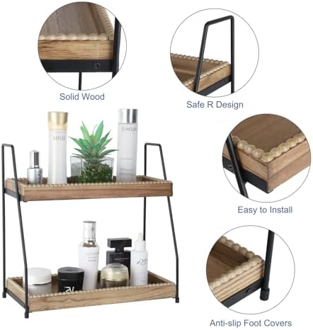 Bathroom Vanity Organizer 2-Tier Wood Countertop Storage Counter Shelf for Makeup Skincare Perfume Jewelry Tray Spice Rack Nature - Image 5