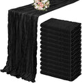 YMHPRIDE 12 Pack Cheesecloth Table Runner 35x120in Black Table Runner by YMHPRIDE