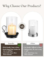 Black Hurricane Candle Holders: Pillar Candle Holder Set of 2 - Image 4