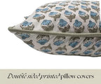 Floral Pillow Covers Sky Blue and sage Green Set of 2 Pillow Covers 24 x 24 inches Farmhouse Pillow Covers for Couch Bed Bedroom Living Throw Pillow Covers Boho Decorative Pillow - Image 3
