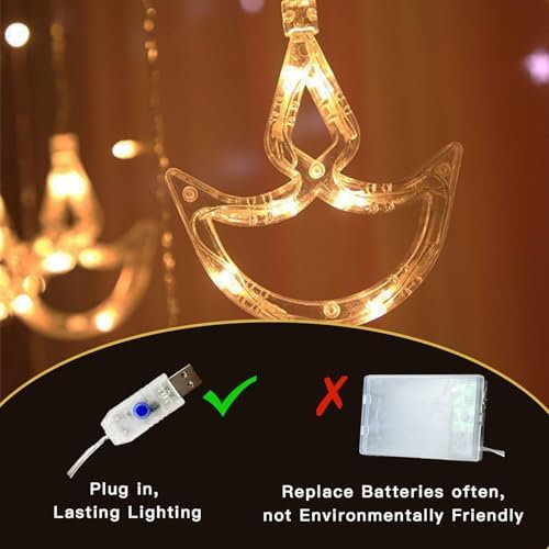 Diwali Decorations Items, Diwali Lights, 12 Warm White Diya Curtain Decoration Lights, Happy Diwali Decorations for Indoor Outdoor, Diyas for Decor (Diwali String Lights 1) - Image 3