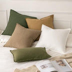 MIULEE Decorative Linen Cotton Euro Sham Pillow Covers 22x22 Inch Cream White - Image 5