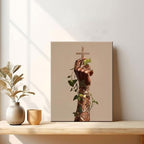 Black Woman Christian Canvas Wall Art African American Girl Cross Jesus Salvation Painting Decor Pictures Religious Arm Hand Posters Prints for Apartment Dining Living Room Bedroom Home Decoration - Image 3