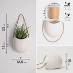 Kazai. Wall Planters -Ellie- | Hanging Ceramic Plant Pots 3 Pieces | Wall Decoration for Indoors, Balcony and Garden | Cream (Matte) - Image 5
