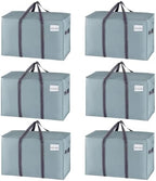 VENO 6 Pack Heavy Duty Moving Bags, Extra Large Storage Bags with Reinforced Handles & Strong Zippers, Foldable & Reusable Moving Box Alternative for Clothes & Dorm Storage by Veno