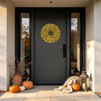 20" Yellow Fall Wreath for Front Door, Artificial Mums Autumn Wreath - Image 6
