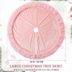 Skylety 48" Velvet Christmas Tree Skirt with Faux Fur Trim,Pink - Image 2