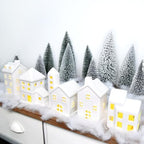 White Ceramic Christmas Village Houses Christmas Decorations Indoor (Style 1) by JETEHO