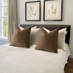 MIULEE Pack of 2 Dark Brwon Euro Shams Chenille Pillow Covers 22x22 Inch - Image 5