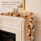 Fall Decor Garland with Lights, 6Ft, 30 Warm LED, White Pumpkins - Image 2
