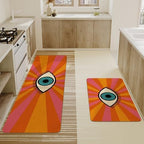 Boho Kitchen Mat Set of 2,Rainbow Evil Eye Print Abstract Kitchen Rugs and Mats Non Skid Washable,Modern Farmhouse Runner Rugs with Rubber Backing for Kitchen Decor (17"x47"+17"x30") - Image 4