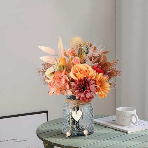 Leftover Fake Fall Flowers in Vase,Fall Silk Flower Arrangements,Fall Centerpieces for Tables,Faux Flowers for Vase,Artificial Flowers for Autumn Decor,Home Decor Living Room - Image 4