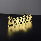 iwa concept | Wooden Acrylic Islamic Tabletop Decors | Ramadan Kareem and Eid Mubarak Decoration | Muslim Gifts | (Ramadan Mubarak-2, Gold) by iwaconcept