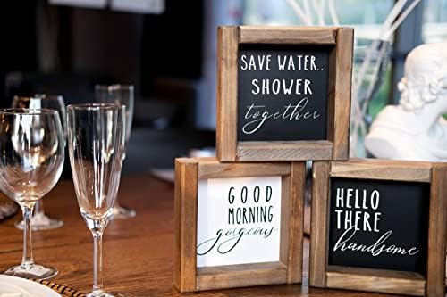 Funny Bathroom Signs Decor, Farmhouse Bathroom Decor with 9 Interchangeable Sayings, Rustic Accessories for Restroom Shelf Decor Sign for Kids Bathroom 6x6"，Black and White Restroom Decorations - Image 4
