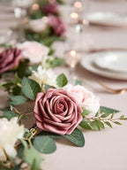 InnoGear Artificial Flowers, 50 Pcs Dusty Pink Foam Fake Roses Bulk with Stems for Decoration DIY Wedding Bouquets Centerpieces Bridal Shower Party Christmas Tree - Image 3