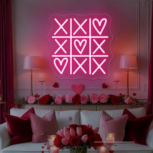 Love Tic Tac Toe LED Neon Sign Transparent Acrylic Light Decor for Wedding Birthday Party Wall Home Bedroom Room Art Decoration with USB Light Modulator 5V by Unknown