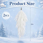 2 Pcs 28'' White Christmas Pine Door Swag, Snowy Norfolk Teardrop Swag - Image 2