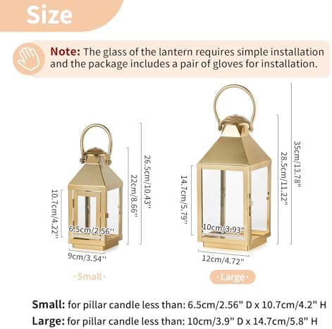 NUPTIO Gold Lanterns Decorative for Wedding, 11.2 Inch Lantern Decor - Image 5