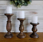Candle Pillar Holder, Candle Holder Set of 3 Fall Wooden Candle Holder, Farmhouse Set for Table Centerpiece Home Decor-10,8,6 Inch - Image 2