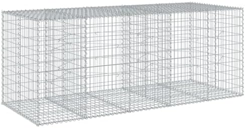 vidaXL Gabion Basket with Cover 98.4"x39.4"x39.4" Galvanized Iron - Image 7