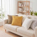 Pallene Fall Mustard Yellow Faux Fur Throw Pillow Covers 24x24 Set of 2 - Image 5