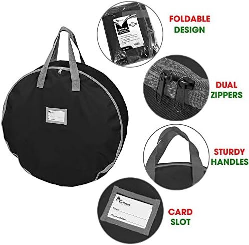 Heavy Duty Christmas Wreath Storage Bag 48" - Handles Made Of Durable 600D Oxford Polyester Material Storage Bag Extra Large 48” Holiday Wreaths Container (Black) - Image 3