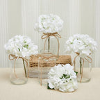 4 Sets Hydrangea Mason Jar Centerpiece with LED Lights for Wedding - Image 4