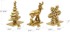 Red Co. Set of 3 Snowflake, Reindeer & Christmas Tree Decorative Cast Iron Stocking Holders in Old Gold Finish - Image 4
