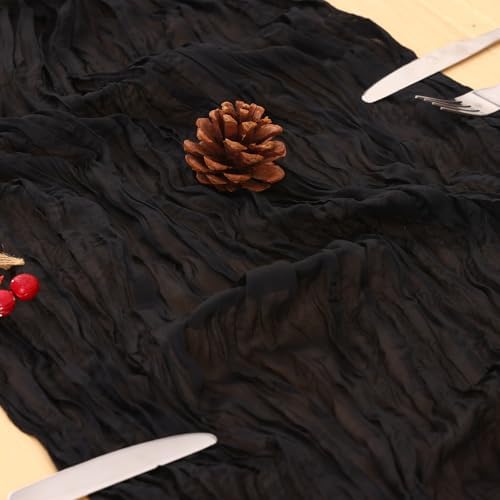 8 Pack Black Cheesecloth Table Runner 120 Inch Boho Wedding Decor - Image 6