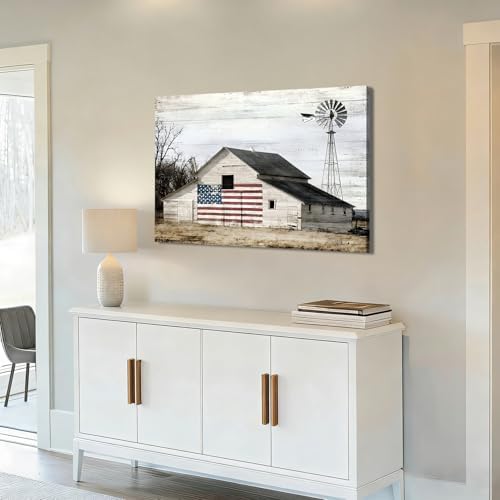 ZERILYN Ship Next Day – Patriotic Canvas Wall Art, American Flag in Mountains, Beach, Forest, Meadow, Barn, Farmhouse Decor, Rustic Country Wall Decor, Americana Prints for Living Room - Image 3