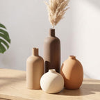 Ceramic Flowers Vase Set of 4, Elegant Multicolor Home Decorative Small Vases for Table, Centerpieces, Shelf (DBrown/Brown/Orange/White) by VASETOPIA