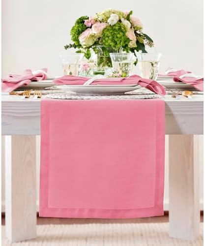 Solino Home 100% Pure Linen Table Runner Pink Carnation, Fete 14 x 108 in by SolinoHome