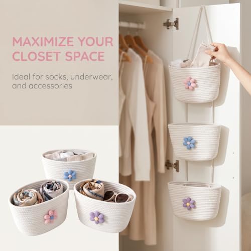 Hanging Basket, Over Door Organizer, 3 -Tier Wall Basket with Hooks - Image 5