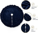 60 Inch Large Christmas Tree Skirt, Navy Blue Velvet with Ruffled Edge for Big Trees Decorations for Home Party Festival - Image 5