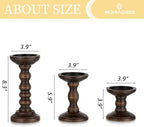 Romadedi Wood Candle Holders for Pillar, Dark Brown, Set of 3 - Image 3