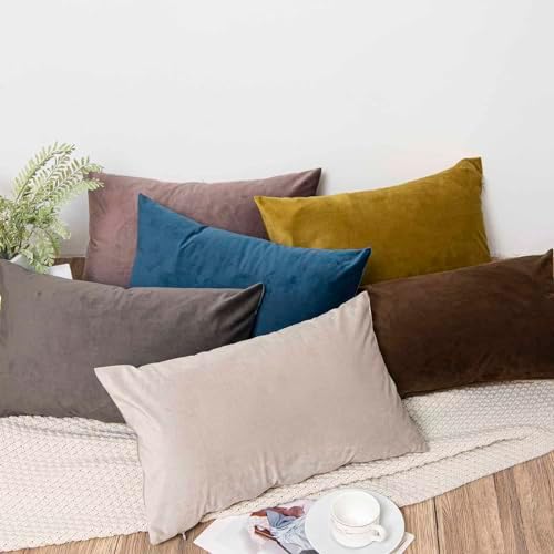 JUSPURBET 28x28 Euro Velvet Throw Pillow Covers Set of 2,Ash - Image 4