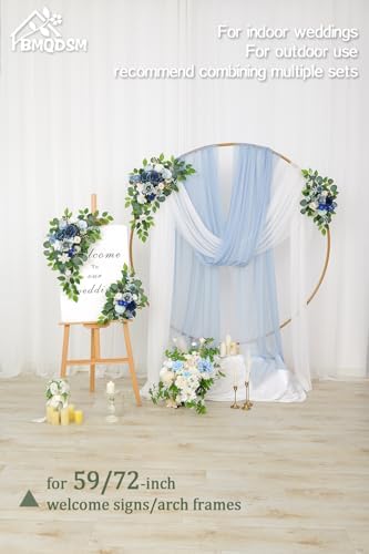 Wedding Welcome Signs Floral(Pack of 2)，Wedding Arch Flowers for Wedding Decorations and Reception Backdrop Decoration (Blue) - Image 5