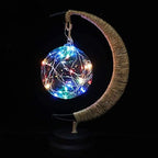 LED Decorative Enchanted Lunar Lamp with USB Power,Table Lamp Lunar Crescent Ramadan Lamps Bedside Night Lights Gifts Suitable for Christmas Birthday 5.5 * 5.1 * 11inch（Round Ball Color） - Image 2