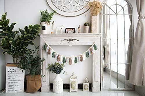 Tassel Garland - Boho Tassel Garland with Wood Beads - Wall Decor for Dorm, Girls Room and Nursery Room - Olive Green (50 inch) - Image 4