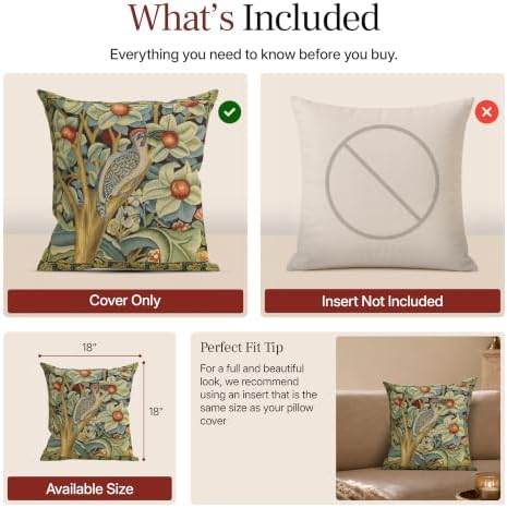 William Morris Woodpecker Right Tapestry Throw Pillow Cover 18 x 18 in - Image 6