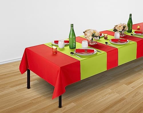 Disposable Table Runner for Dining Table, 16" 20-Pack Linen-Like Kiwi Paper Table Runners for Party, Wedding Or Event - Image 4